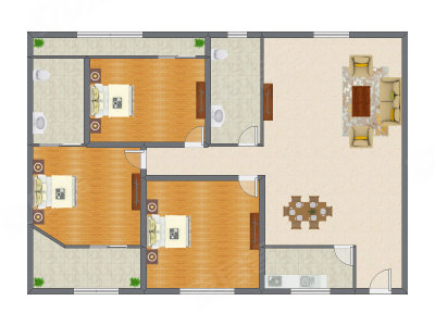 3室2厅 199.00平米
