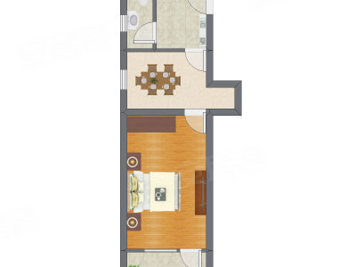 1室1厅 42.70平米户型图