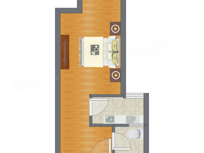 1室0厅 38.56平米户型图