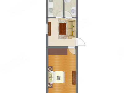 1室1厅 35.10平米户型图