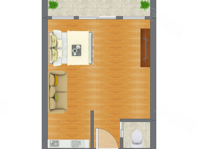 1室0厅 37.35平米户型图