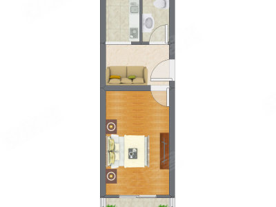 1室1厅 25.85平米户型图
