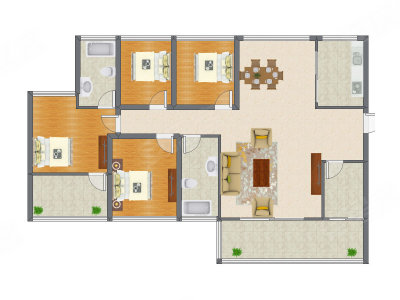 4室2厅 162.78平米户型图