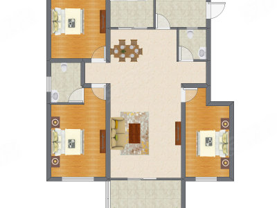 3室2厅 98.00平米