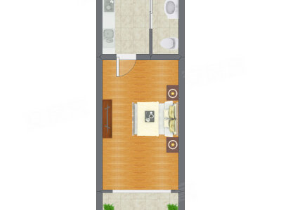 1室0厅 35.07平米户型图