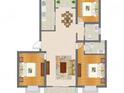 3室2厅 135.44平米