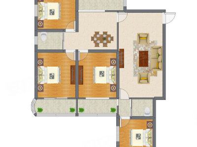 4室2厅 170.44平米户型图