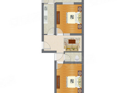 2室1厅 65.33平米