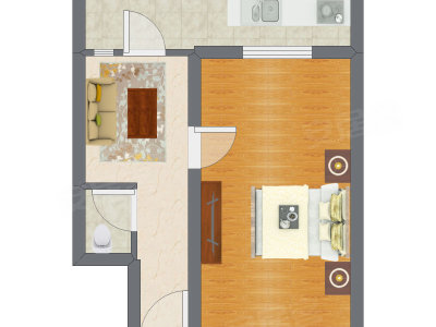 1室1厅 29.53平米户型图