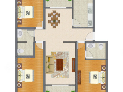 3室2厅 144.85平米户型图