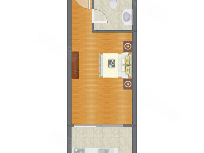 1室0厅 42.21平米户型图