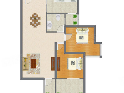 2室2厅 87.74平米