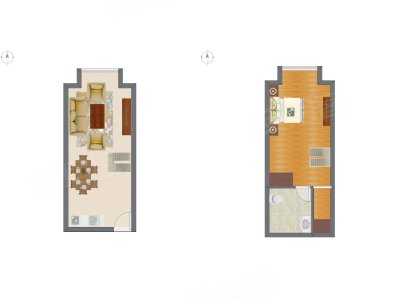 1室1厅 26.45平米户型图