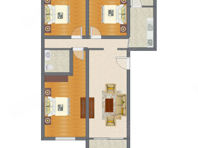 3室1厅 111.32平米户型图