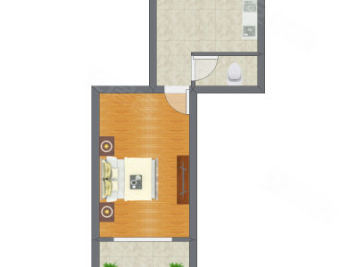 1室0厅 40.15平米户型图