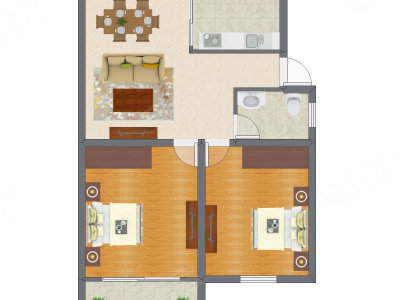 2室2厅 76.50平米