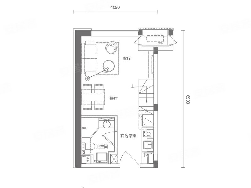 绿城桂语朝阳·悦尚LOFT2室2厅2卫42㎡西58万