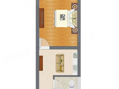 1室1厅 20.81平米户型图