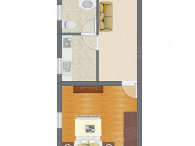 2室1厅 30.23平米户型图