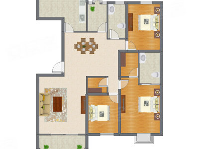 3室2厅 165.23平米