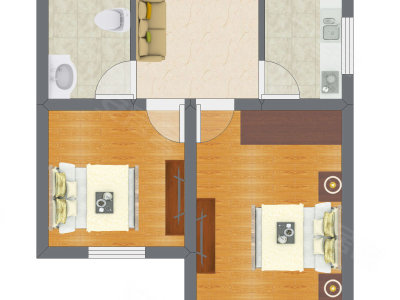 2室1厅 54.51平米