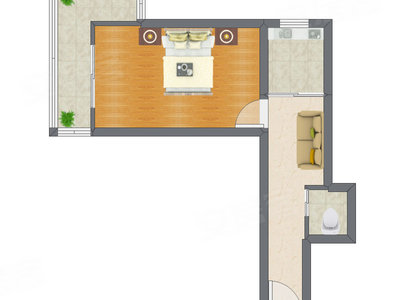 1室1厅 45.61平米