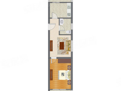 1室1厅 65.72平米户型图