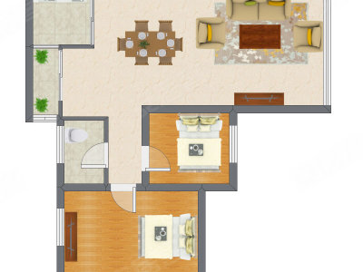 2室2厅 86.47平米户型图