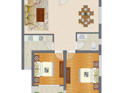 2室2厅 110.60平米户型图