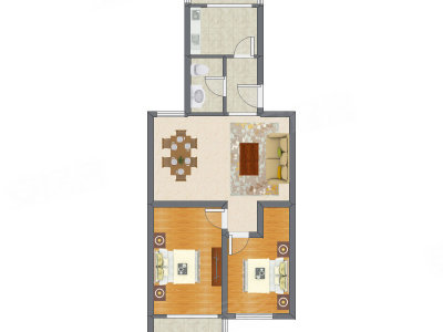 2室2厅 86.41平米户型图
