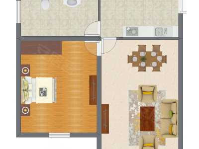 1室1厅 43.36平米户型图