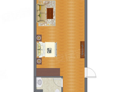 1室1厅 40.37平米户型图