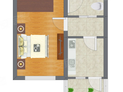 1室0厅 39.26平米户型图