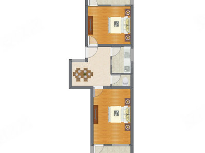 2室1厅 72.63平米户型图