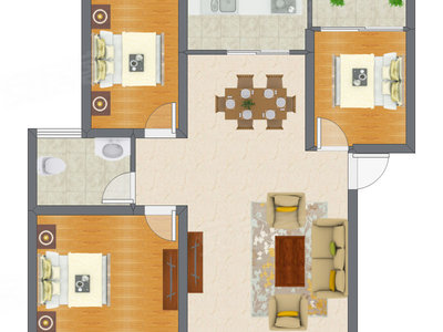 3室2厅 93.40平米户型图