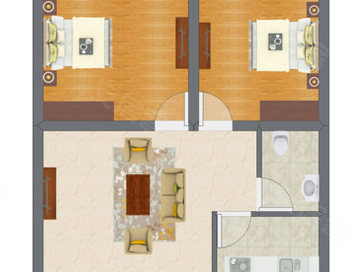 2室1厅 40.70平米