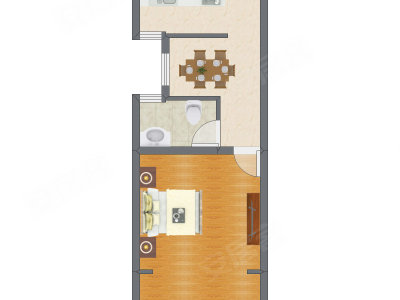 1室1厅 48.31平米户型图