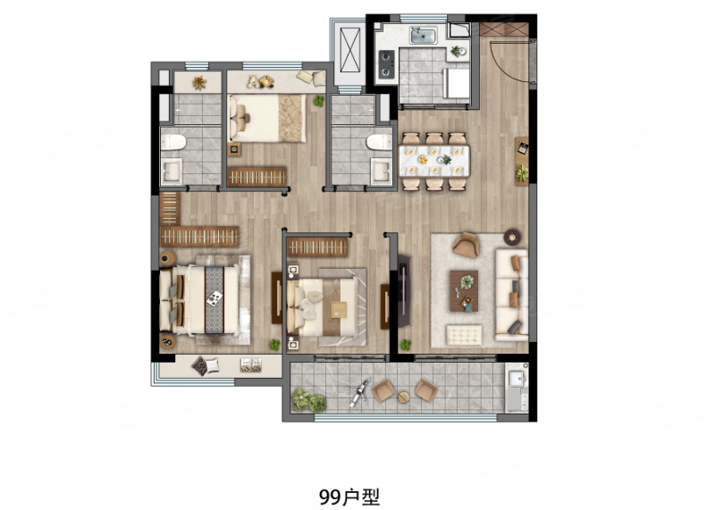 大华锦绣前程(新房)3室2厅2卫99㎡南189万