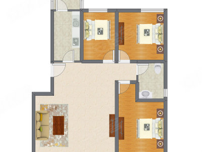 3室1厅 105.45平米户型图