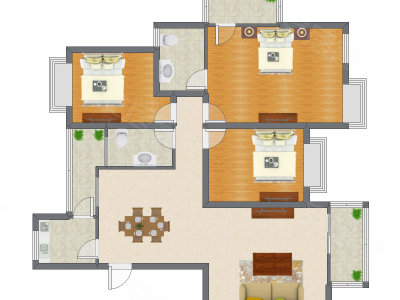 3室2厅 146.00平米户型图