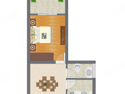 1室1厅 40.48平米户型图