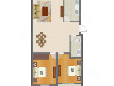 2室2厅 101.33平米户型图