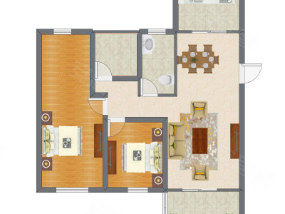 2室1厅 72.23平米户型图