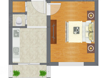 1室0厅 31.75平米户型图