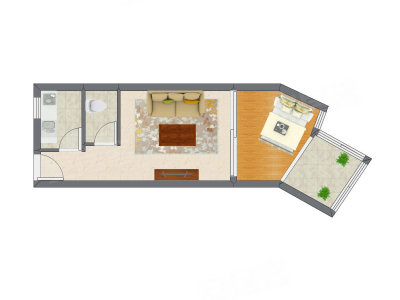 1室1厅 32.24平米户型图