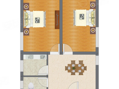 2室1厅 68.66平米户型图