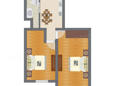 2室1厅 58.14平米