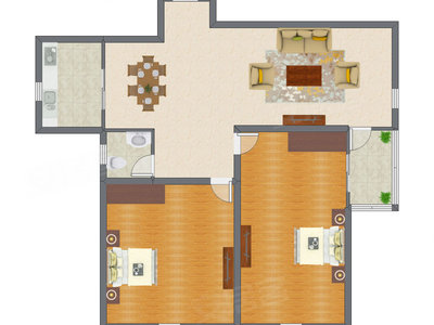 2室1厅 131.00平米户型图