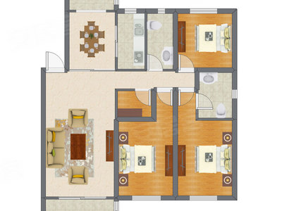 3室2厅 140.45平米户型图
