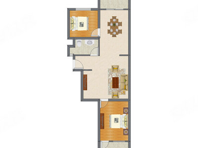 2室2厅 95.97平米户型图